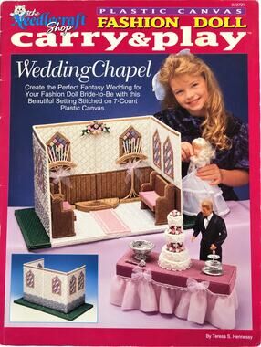 Barbie Doll Carry & Play Wedding Chapel Plastic Canvas Pattern Needlecraft Shop